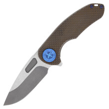 Curtiss Custom Knives F3 Flipper Framelock Folding Knife (Medium Magnacut Slicer  Bronze  Two-Tone Blue)