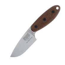 ESEE Sencillo Fixed Blade Knife 3.05in Plain 3D Warm Brown Burlap Micarta ESEESENCILLOA2