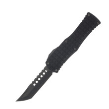 Microtech Hera Signature Series OTF Automatic Knife DLC Hellhound Tanto/Frag Patterned Shadow Black AUMT9191DLCTFRSH