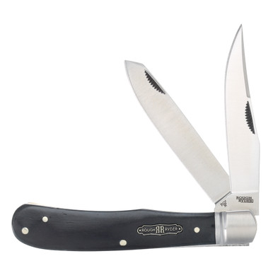 Rough Ryder Black Reserve Trapper Folding Knife (Black Smooth Bone