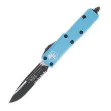 Microtech UTX-85 OTF Automatic Knife Stonewash Drop Point/Turquoise AUMT2312TQ