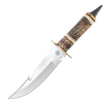 Chipaway Cutlery Falling Feather Fixed Blade Knife Torched Carved Bone FRCW593BB