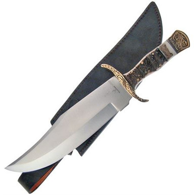 Frost Whitetail Cutlery Stacked Stag and Brass Bowie - Smoky Mountain ...