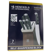 J.A. Henckels 7-Piece Self Sharpening Knife Block Set Black Matte Handle 1013675