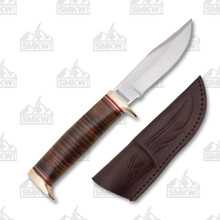 Rough Ryder Small Stacked Leather Hunter Fixed Blade Knife