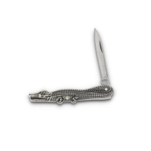 Novelty Cutlery Alligator Knife Brass 1.75" Plain Satin Pen NV255