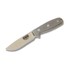 ESEE 4S KO DT Desert Tan Blade Partially Serrated Gray Micarta Handles No Sheath