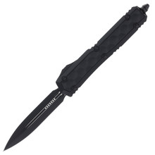 Microtech Makora Signature Series Out-the-Front Automatic Knife (Tactical Black with Brute Titanium Inlay)