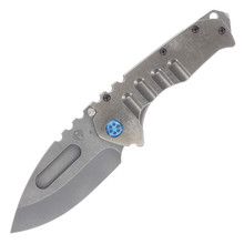 Medford Praetorian T Folding Knife Tumbled Drop Point/Tumbled Handles with Blue Hardware MK0124TD-01TM-T2C2-BN
