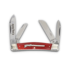 Rough Ryder Congress Folding Knife Long Rifle Red Smooth Bone RR2617