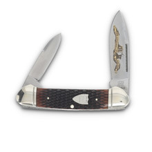 Rough Ryder Canoe Folding Knife 30th Anniversary Checkered Brown Bone RR2627