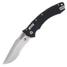 Microtech Amphibian RAM-LOK Stonewash Half Serrated M390MK Fluted Black G-10