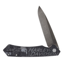 Case XX Kinzua Folding Knife Dark Stonewash S35VN Tanto Harley-Davidson Black Eagle CA52260