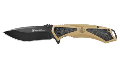 Smith & Wesson Extreme Ops Spring Assisted Tan 3.25in Drop Point