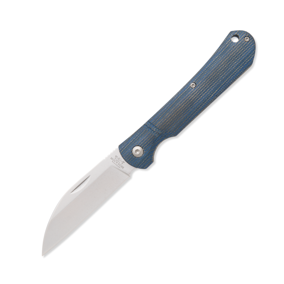 Bear & Son Wharncliffe Folding Knife Blue Jean Micarta Open