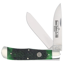 Queen Cutlery Green Jigged Bone 2-Blade Lockback 4.5&quot; Closed