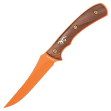 Browning Union Bluff Bird Knife Fixed Blade Wood Orange Trailing Point 3220532B