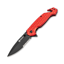 Böker Plus Dönges Basic Fire Red 3.35in Partially Serrated Folding Black Dagger BK01DG001