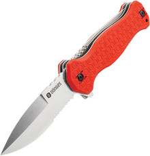 Boker Plus Donges Expert Fire Red 3.94in Partially Serrated Dagger BK01DG007