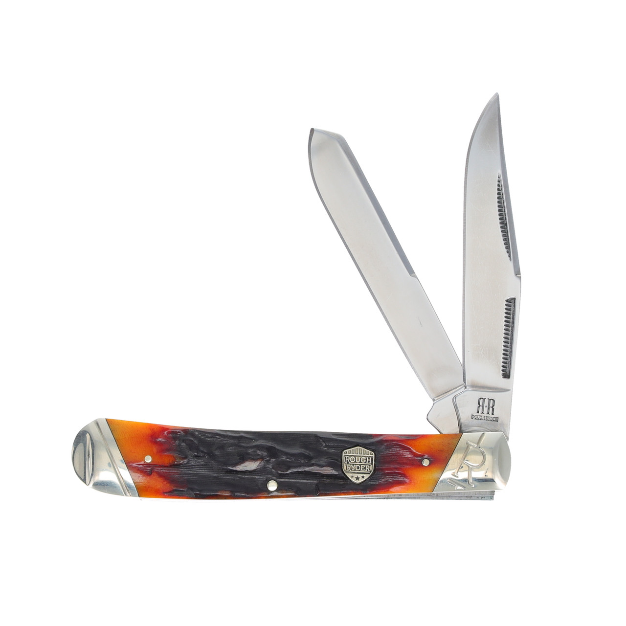 Rough Ryder Brown Stag Bone Trapper Folding Knife