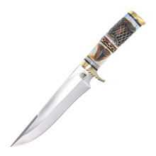 Chipaway Cutlery Running Stream Hunter Fixed Blade Knife Torched Blue Bone FRCW624BLBR