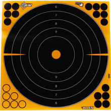 Allen EZ Aim Adhesive Splash Reactive Paper Shooting Targets, Bullseye, 12Inch 5-Pack, Black/Orange 15317
