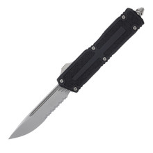 Microtech Scarab II OTF Automatic 3.9in Stonewash Half Serrated Drop Point Gen III AUMT127811 Microtech Scarab II OTF Automatic 3.9in Stonewash Half Serrated Drop Point Gen III AUMT127811