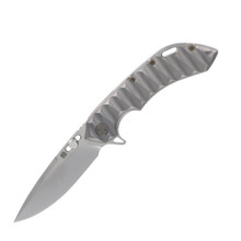 Olamic Wayfarer 247 Folding Knife Satin Purist Light Blast Titanium/Scalloped Frame