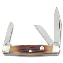 Bear & Son Stockman Folding Knife Red Stag Bone BRCRSB18