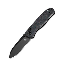 Kizer Drop Bear Folding Knife Fat Carbon 2.95 Inch Plain Black Drop Point KI3619A4