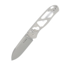 Kizer Drop Bear Folding Knife Silver 2.99in Plain Uncoated Spear Point V3619A1