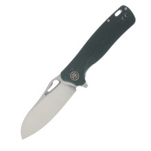 Petrified Fish Bunta Linerlock Flipper D2 Satin Sheepsfoot Blade Sculpted Green G10 Handle