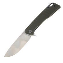 Petrified Fish Loco Linerlock Flipper Satin D2 Drop Point Blade Green G-10 Handle