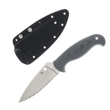 Spyderco Temperance Fixed Blade Knife Gray 4.46in Serrated Satin Leaf SPFB05SGY Spyderco Temperance Fixed Blade Knife Gray 4.46in Serrated Satin Leaf SPFB05SGY