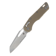 Microtech MSI Fluted G10 Tan 3.88in SW Part Serrated Wharncliffe Blade