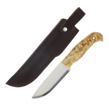 HELLE Nordlys Curly Birch 4.8 Inch Plain Satin Drop Point HF200671