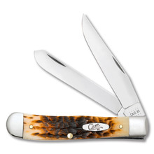 Case XX Trapper Folding Knife with Pocket Clip Amber Jigged Bone CA6540