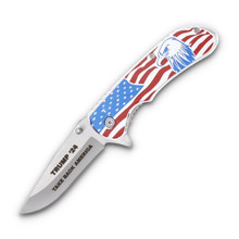 Trump 2024 Saved By God Bald Eagle Folding Knife 4.5in