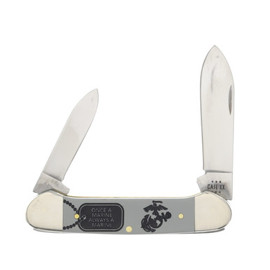 Case XX USMC Smooth Gray Synthetic Canoe Folding Knife CA13207