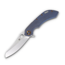 Olamic Wayfarer 247 Folding Knife 178M Satin S90V Mouflon Kinetic Ocean with Brurple Accents