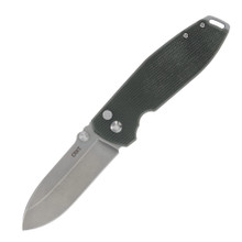 CRKT Squid XM Folding Knife 2.95in Plain Edge Green Burlap Micarta CR2495GR