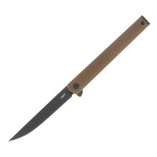 CRKT CEO Folding Knife Desert Tan 3.35in Plain Black EDP Straight Back CR7097DK