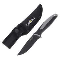 Camillus Backwoods Edge Fixed Blade Black Injection Handle Black Coated 3Cr13 3.5In. Drop Point Blade CAM-21008
