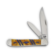 Case XX Gold with Blue Triangle/Engraved Bolster Trapper Folding Knife CA9249GDBLDE