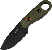 Kizer Beaver Olive Green 2.75 Inch Plain Black Stonewash Drop Point 1078A1