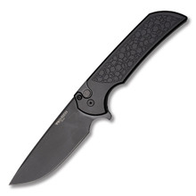 Pro Tech Mordax Gridlock Button Lock Flipper Textured Black Handle DLC Black Magnacut Blade Plain Edge MX106-GRIDLOCK