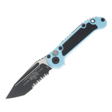Microtech LUDT Gen III Turquoise Auto Knife 3.5in Partial Serrated Black Tanto AUMT11362TQ