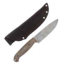 Bradford Knives Guardian5.5 3D Natural Micarta 5.05in Stonewash Drop Point Blade BRAD1931