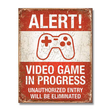 Video Game in Progress Tin Sign