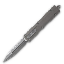 Microtech Dirac Delta D/E Apocalyptic Full Serrated Natural Clear AUMT22712APNC